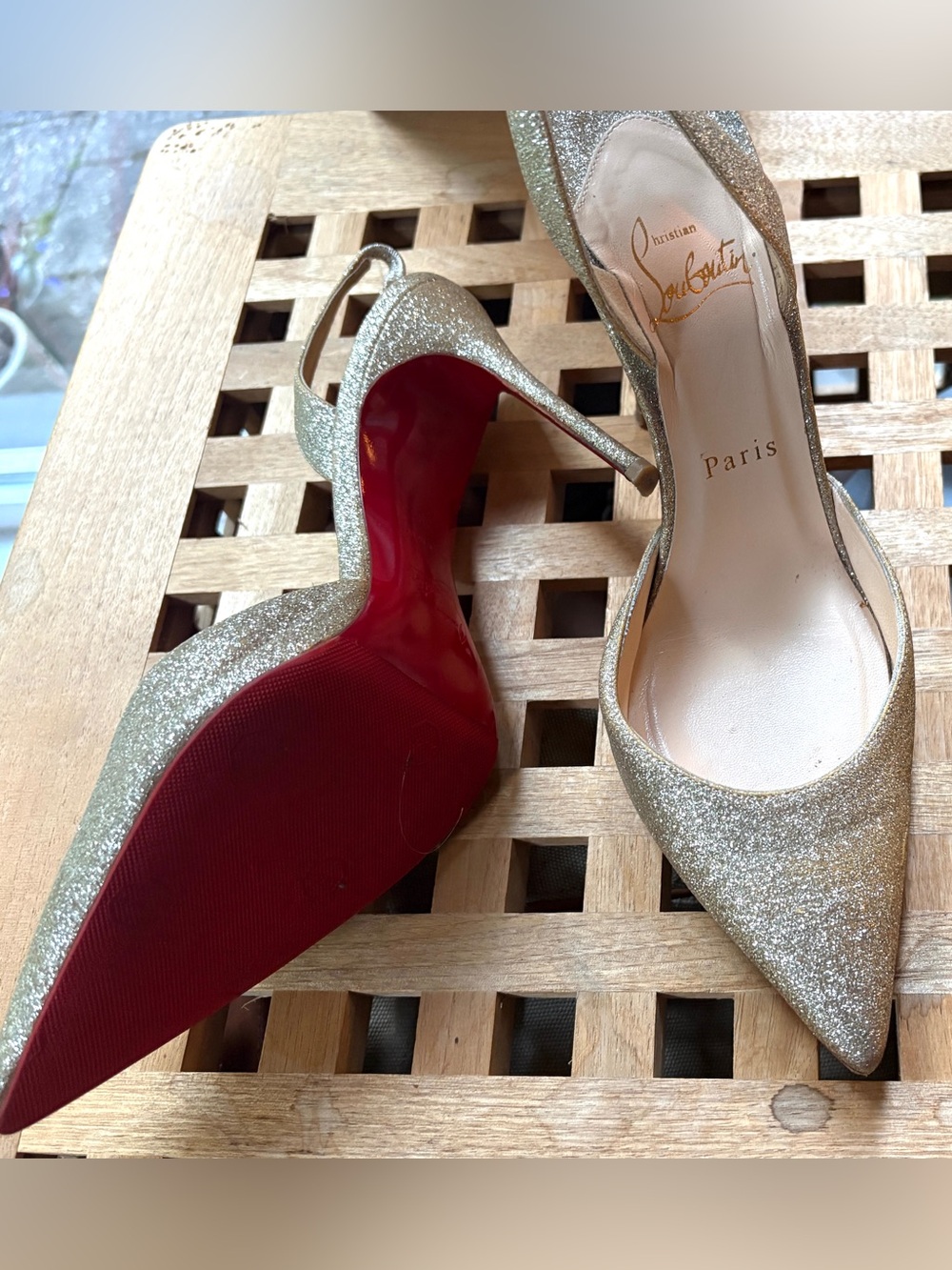 Christian Louboutin Ever 100 glitter slingback pumps - Picture 3 of 8
